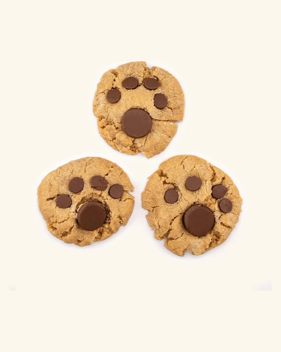 Three Cub Kisses cookies arranged in a triangle